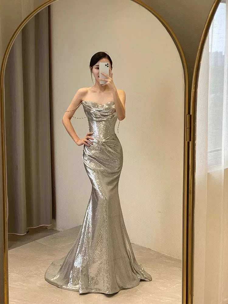 Wholesale Sexy Mermaid Sequin Long Evening Dress Prom Dresses Birthday Outfits formal wear dresses